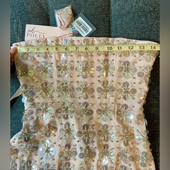 NWT Oh Polly CELEANO Hand Embellished Pink Mini Dress in Blush Size US 2 - Picture 6 of 10